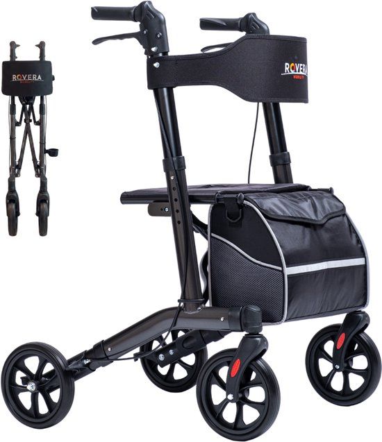 Rovera Mobility® Easy Lichtgewicht Rollator - Opvouwbaar - Antraciet