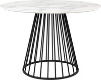 Housecraft Living Floris Eettafel Marmerlook Rond 110 cm - Zwart/Wit - Goud