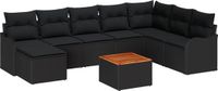 vidaXL Tuinbank Set 9-delig Zwart Polyrattan
