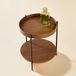 STILVORA Salontafelset - Rond Twee Laags Design - Hout En MDF Met Metalen Frame - Walnoot