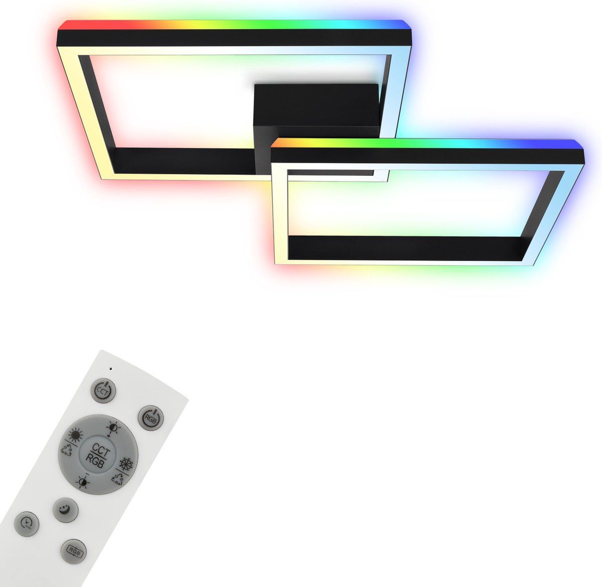 Briloner Leuchten FRAME BACK - Wand- & plafondlamp - Zwart - Incl. afstandsbediening - CCT & RGB