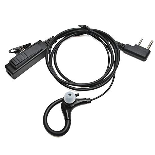 HYS G-Shape Twee Manier Radio Oortje Politie Beveiliging Radio Headset Inline PTT Mic Microfoon Compatibel Met 2 Pin Kenwood Walkie Talkie Baofeng UV-5R UV-82 BF-888S Wouxun