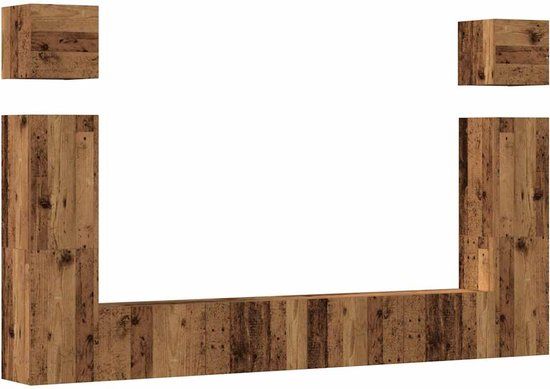 vidaXL 6-delig Tv-meubelset wandmontage bewerkt hout oud houtkleurig