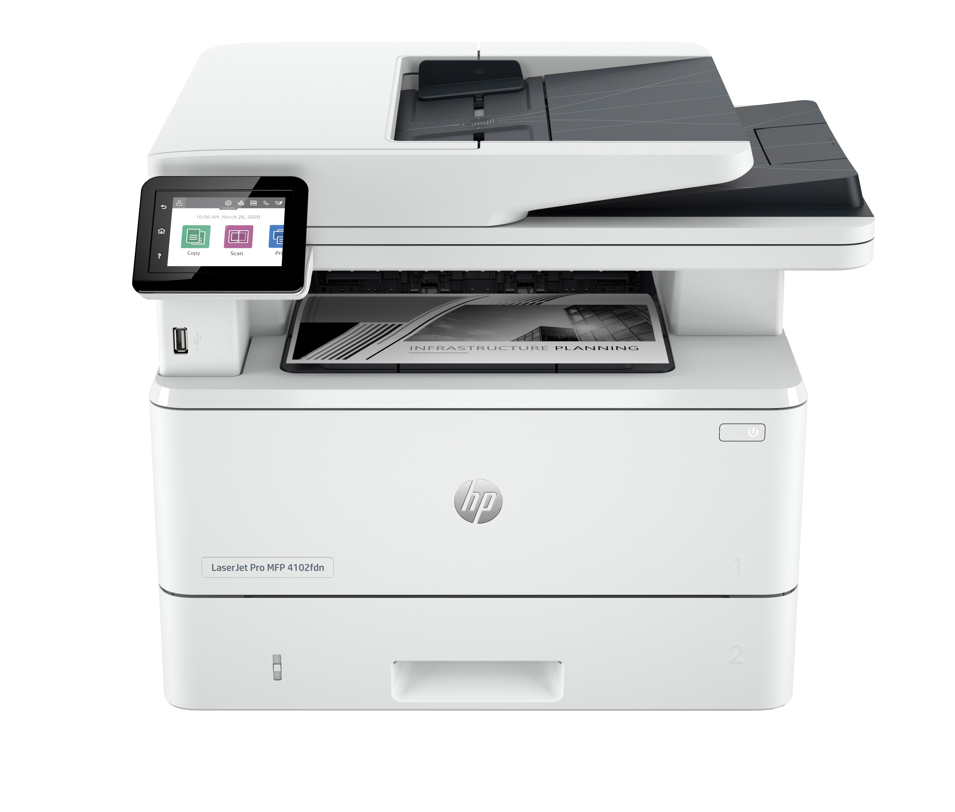 HP LaserJet Pro MFP 4102fdn - Multifunctionele Laserprinter - Zwart-wit - A4 - 40 ppm - Duplex - ADF - LAN - Fax