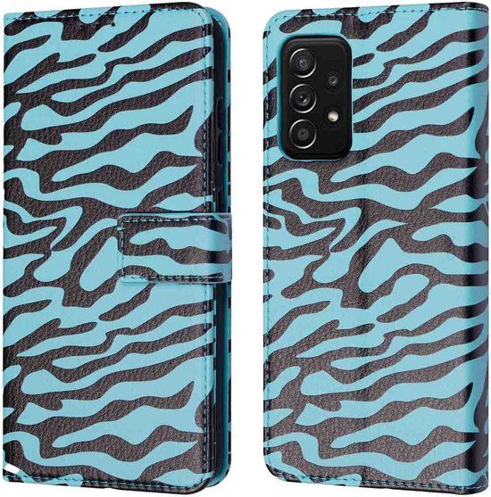 iMoshion Design Bookcase Hoesje Samsung Galaxy A52 / A52 5G / A52s - Black Blue Stripes