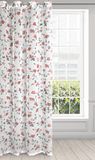 Eurofirany Jenny Transparant bloemengordijn met inslagringen, 1 stuk, licht linnenlook, woonkamer, keuken, kinderkamer, slaapkamer, raamgordijn, 140 x 250 cm, wit en baksteenrood, 401383