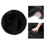 AmeliaHome Tapijt lamsvacht kunstbont hoogpolig bedkleed Dokka zwart ⌀45 cm
