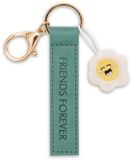 NICI Friends Forever sleutelhanger imitatieleren band groen 10cm met bloem