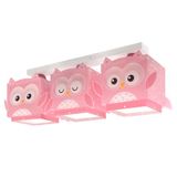 Dalber Plafondlamp, 3 lampen voor kinderen, Little Pink Uil, roze