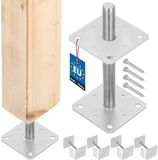 KOTARBAU® 4 stuks Paalhouder, Paalvoet, Verzinkt Staal, 160 x 160 x 250 mm, M24, Zilver