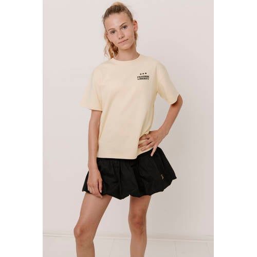 Frankie&Liberty T-shirt met backprint geel