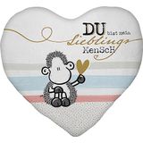 Sheepworld Pluche kussen met motief mens | pluche kussen in hartvorm, 30 cm x 25 cm, meerkleurig, 100% polyester | cadeau, liefde, Valentijnsdag | 48185