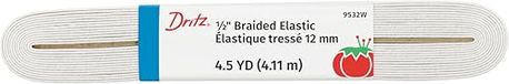 Dritz Gevlochten rubberen band 1/2 inch van 4-1/2-yard wit
