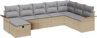 vidaXL Tuinbank Set 8-delig Polyrattan Beige/Lichtgrijs
