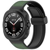 By Qubix Qubix - Smartwatch bandje - Hybrid leer + siliconen band - Donkergroen - Geschikt voor Samsung Galaxy Watch Ultra / Ultra 2 - 47mm