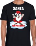 Bellatio Decorations Shoppartners Bv Santa for president Kerstshirt / Kerst t-shirt zwart voor heren - Kerstkleding / Christmas outfit S