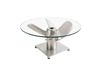 Alumia Table basse ronde 60 cm argent aluminium et verre trempé - design industriel avec pied hélicoïdal