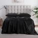 Serta SatinLuxury 4-delig zacht lichtgewicht beddengoed met diepe zakken, zijdeachtig satijnen lakenset met kussenslopen, queensize, zwart