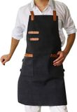 SPDYCESS Verstelbare schorten, gewassen canvas, slabbetje, keukenschort, waterdicht, met zakken, voor heren en dames, uniseks, voor tuinieren, restaurant, barbecue, café, keuken, reiniging, schilderen, zwart