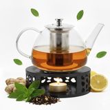 Vaja Theepot Fay 1 Litre avec Filtre et Chauffe-plat - Noir