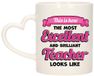 Bellatio Decorations Cadeau koffie/thee mok - excellent leraar/mentor - roze - keramiek - 300 ml