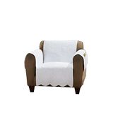 Surefit Heirloom Gewatteerde katoenen meubelhoes met sint-jakobsschelprand, fauteuilhoes, huisdiervriendelijk, machinewasbaar, grijs