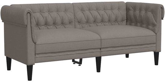 vidaXL Tweezitsbank Chesterfield-stijl stof taupe