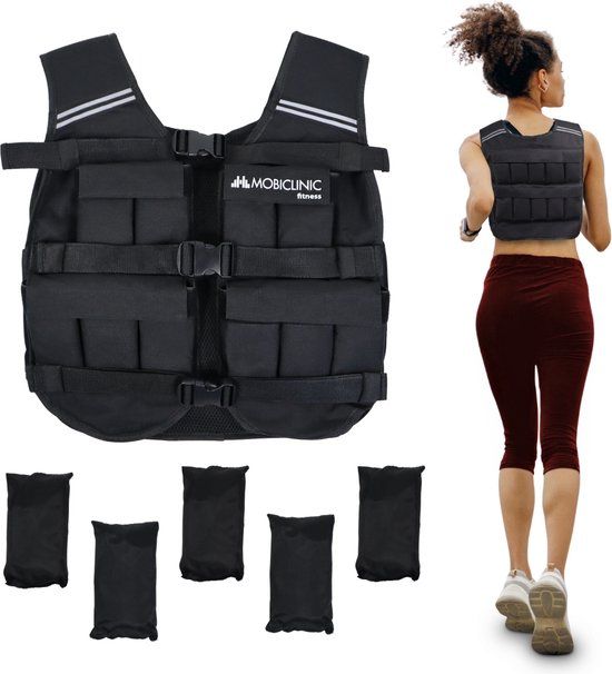 Mobiclinic Iron10 - Verstelbaar Gewichtsvest 10kg - Zwart
