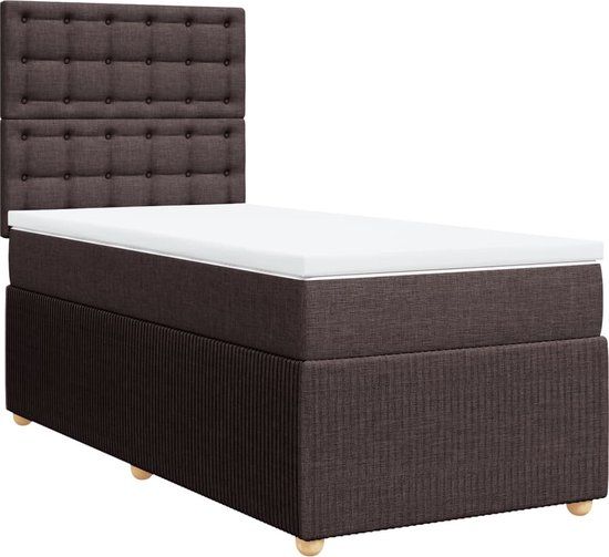 vidaXL Boxspring met matras stof donkerbruin 80x200 cm