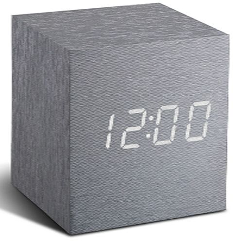 Gingko Cube Clock Aluminium LED - Grijs