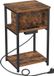 Songmics VASAGLE Table d'appoint avec prise, table de chevet, 2 prises AC, 2 ports USB, 30 x 34 x 58 cm, marron-noir vintage