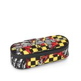 Franco Cosimo Panini Propaganda Etui voor schoolpropaganda, ovaal etui, licht, compact, eenvoudig te dragen en in de rugzak op te bergen, praktische ritssluiting, 8 x 22 x 8 cm, Zwart/Geel, casual