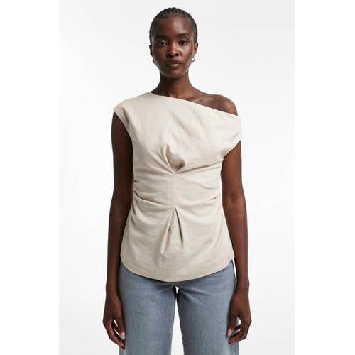 TOPSHOP Asymmetrische top met linnen crème