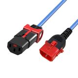 ACT Netsnoer C13 IEC Lock+ - C14 IEC Lock Dual Locking blauw 2 m, PC3620