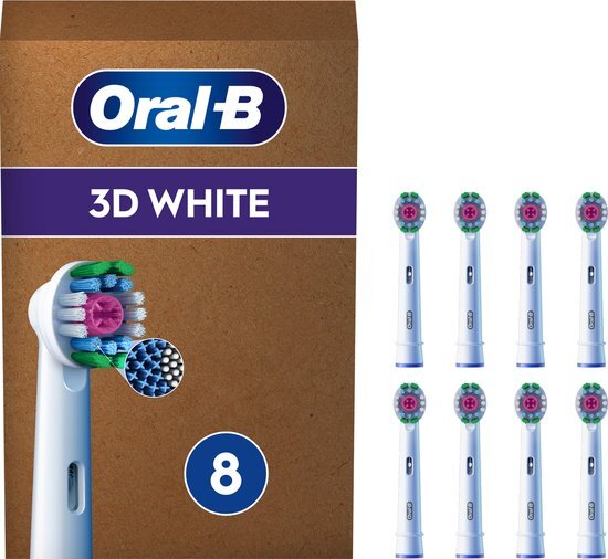 Oral-B 3D White Pro - Opzetborstels met CleanMaximiser Technologie - 8 Stuks - Brievenbusverpakking