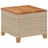 vidaXL Tuintafel 45x45x37 cm polyrattan en acaciahout beige