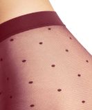 FALKE Dot gedessineerd materiaal ultra transparant 15 DEN panty dames rood - maat M-L