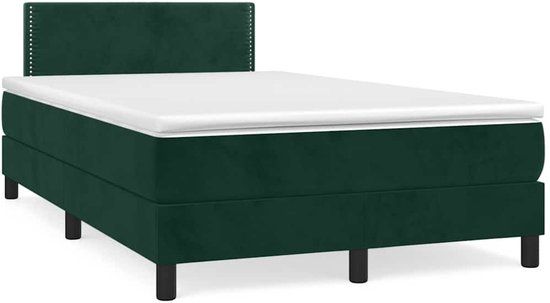 vidaXL Boxspring met matras fluweel donkergroen 120x190 cm