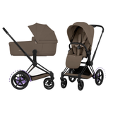 Cybex Kinderwagen e-Priam 5 Comfort Matt Black/Coconut Brown incl. Foldable Carrycot