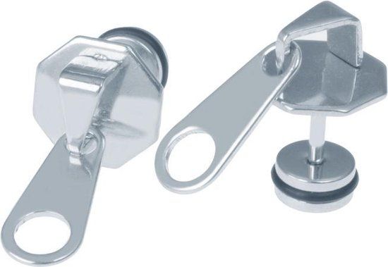 Mendes Zipper Stud oorbellen Titanium Zilverkleurig