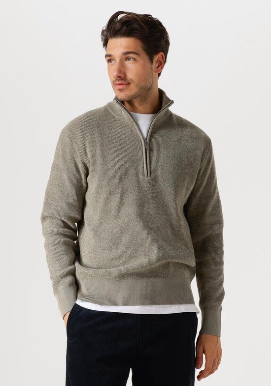 SELECTED MEN Slhrodney Ls High Neck Half Zip Truien & Vesten Heren - Sweater - Hoodie - Vest - Groen - Maat XXL