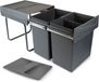 Emuca Afvalbakken voor recycling Recycle met geurdicht deksel voor keuken, 2 x 20 l, bevestiging aan onderzijde, handmatig uittrekken, Plastic, Antracietgrijs