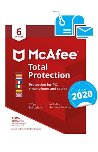 McAfee Total Protection 2020 | Europäische Ausgabe | 6 Apparaaten | PC/Mac/Smartphone/Tablet | Activeringscode per post