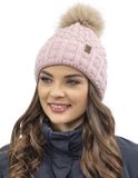Vivisence Dames Wintermuts - Zachte Brei Met Pompon En Warme Fleecevoering Aan De Binnenkant - Beschermt Tegen Kou En Wind Voor Dagelijkse Stijl En Comfort In De Winter Met Een Zachte Pasvorm - Roze