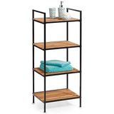 Zeller Houten rek met 4 etages, zwart, 39 x 33 x 95 cm