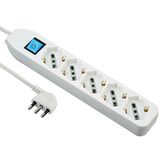 Electraline 62094 meervoudige stekkerdoos met kabel, 5 universele stopcontacten, 3 m, wit