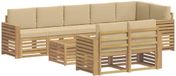 vidaXL Tuinset met 9 zitplaatsen, wit en beige, polyester