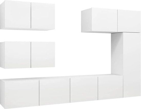 vidaXL 6-delige Tv-meubelset bewerkt hout wit