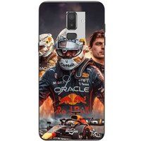 Maniacase Hoesje Samsung Galaxy J8 2018 Max Verstappen F1 Art Wallpaper