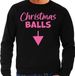 Bellatio Decorations Foute Kersttrui voor heren - Christmas balls - zwart - glitter roze - Kerstfeest S